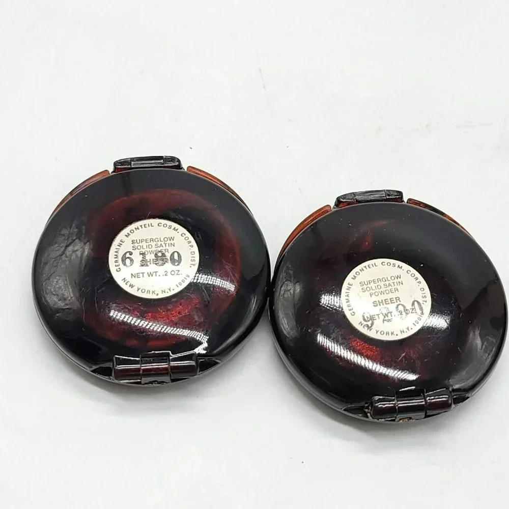 Germaine Monteil Womens Compact Superglow Solid Satin Powder Sheer LOT OF 2 VTG